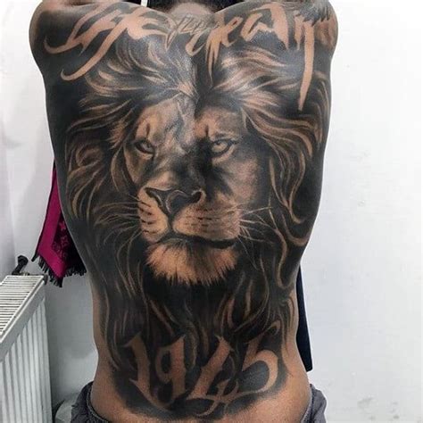 50 Lion Back Tattoo Designs For Men - Masculine Big Cat Ink Ideas