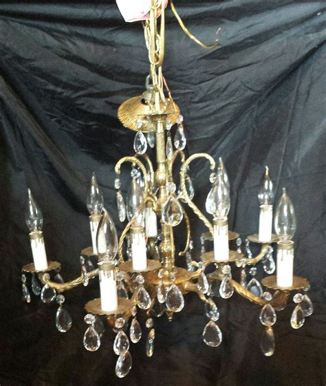 Chandelier, 1930's beautiful gold filigree with glass prisms. For this ...