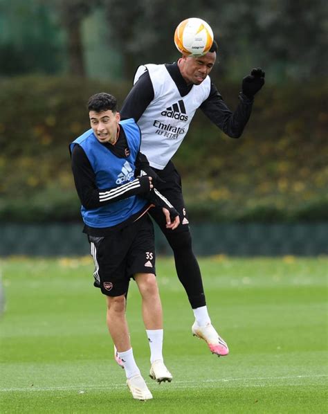 Gabriel Martinelli in training with Pierre-Emerick Aubameyang