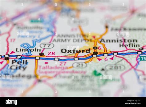 Oxford Alabama USA shown on a road map or geography map Stock Photo - Alamy