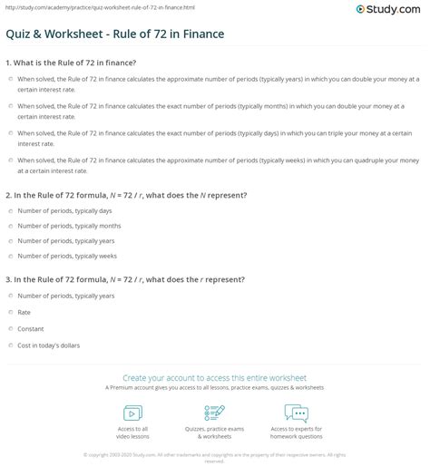 20++ Rule Of 72 Worksheet Answer Key – Worksheets Decoomo