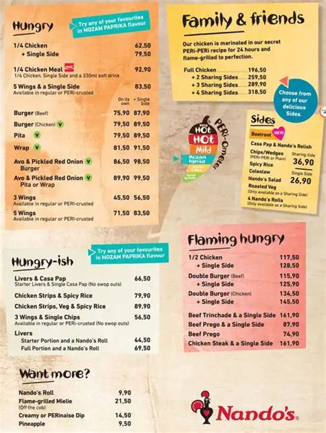 Nando's Menu, Menu for Nando's, Bramley, Johannesburg - Zomato SA