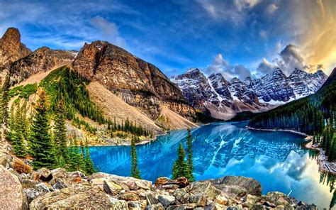 Download HDR Banff National Park Reflection Landscape Tree Mountain ...