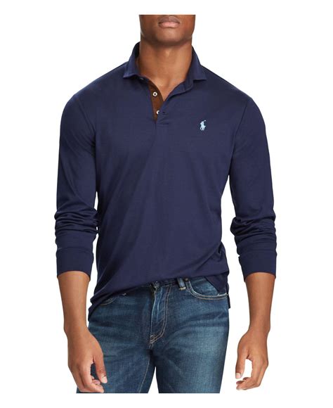 Polo Ralph Lauren Classic Fit Soft-touch Long Sleeve Polo Shirt in Navy ...