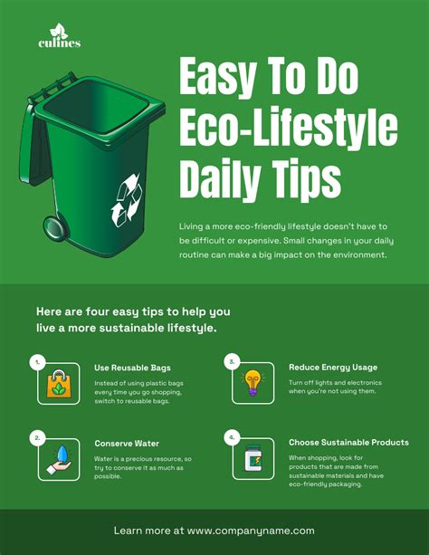 Green Eco-Lifestyle Daily Tips Poster - Venngage