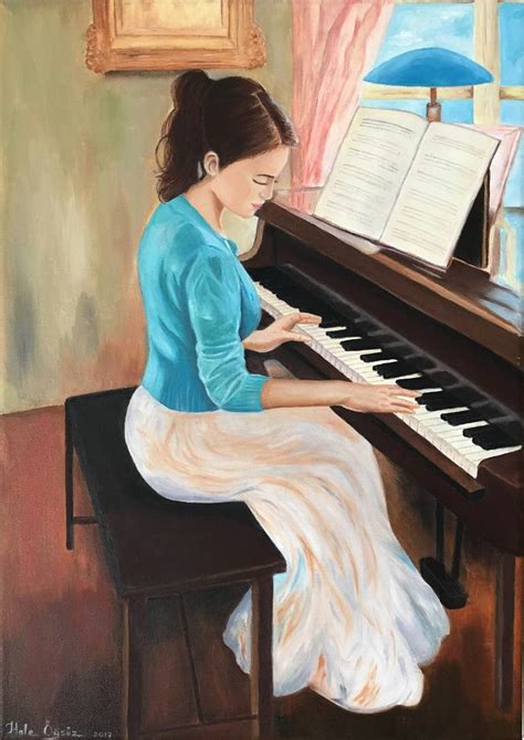 Girl Playing Piano Painting