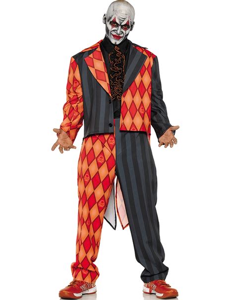 Thriller Mens Scary Orange Black Clown Jester Tuxedo Halloween Costume ...