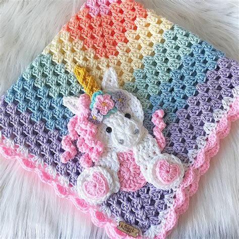 Crochet Baby Blanket - Baby Blanket - Handmade Baby Blanket - Unicorn ...