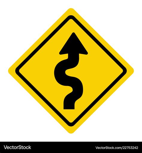 Winding road sign Royalty Free Vector Image - VectorStock