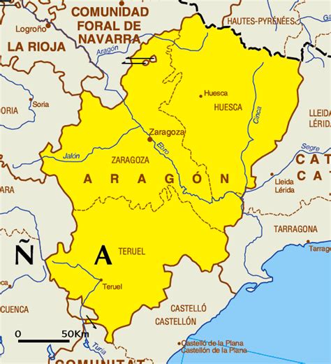 Kaart Spanje Vakantie Provincies: Kaart Aragón en Zaragoza – Provincies ...