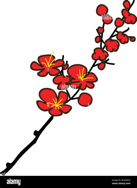 vector drawing Plum blossom Stock Vector Image & Art - Alamy