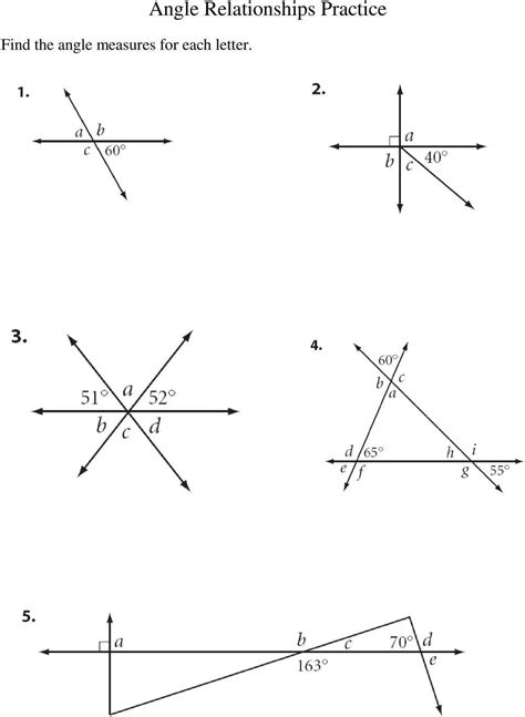 Worksheet On Vertical Angles