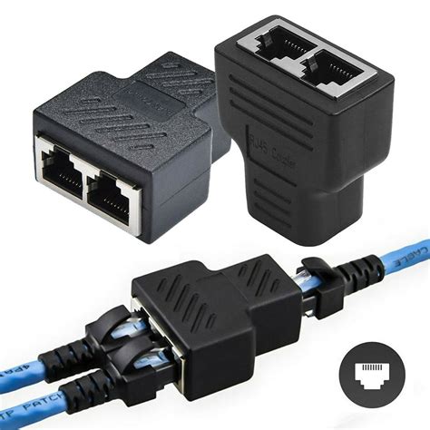 Rj45 Splitter Adapter 1 to 2 Port Female to Female Internet Extender ...