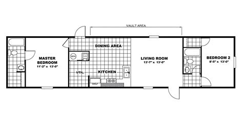 2-Bedroom 14x70 Mobile Home Floor Plan