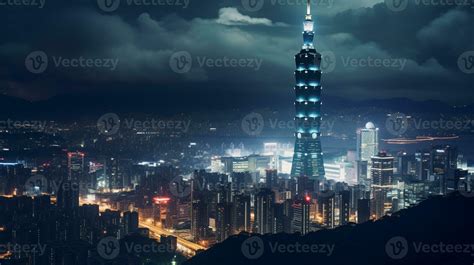 Night view of Taipei 101. Generative AI 32977400 Stock Photo at Vecteezy