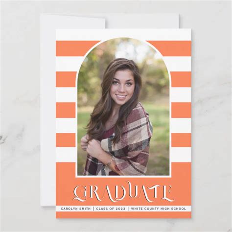 Coral Class of 2023 arch photo graduation Announcement | Zazzle