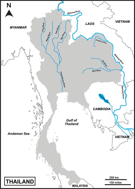 Map of Thailand includes regions Mekong River 15577969 Vector Art at ...