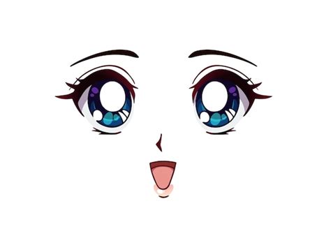 Premium Vector | Happy anime face. manga style big blue eyes, little ...