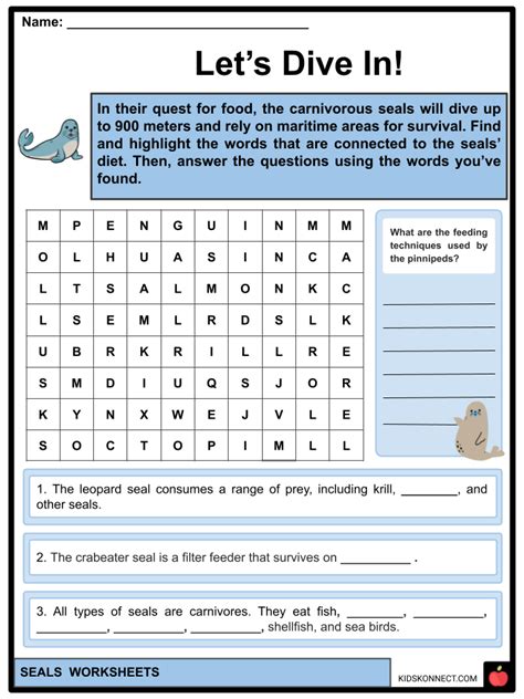 Seals Facts & Worksheets | Features, Habitat, Diet, Status