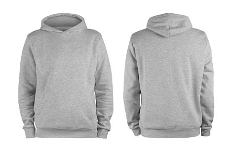 Mens Grey Blank Hoodie Templatefrom Two Sides Natural Shape On ...