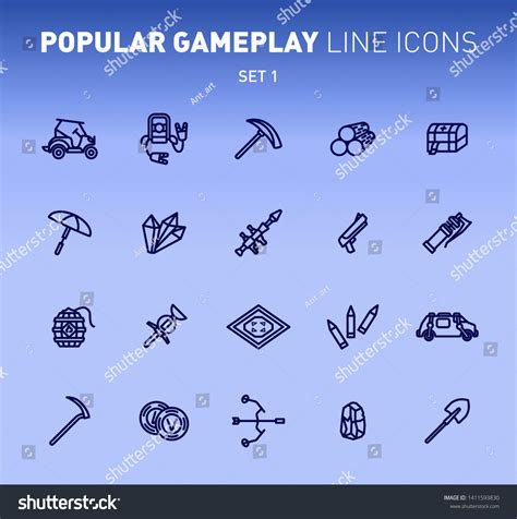 Fortnite Game Play Outline Icons Vector Stock Vector (Royalty Free ...