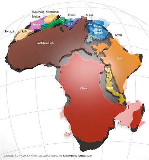 The real size of Africa. Many people are shocked when they see the real ...