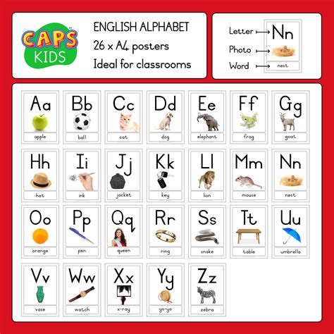 26 x A4 Posters – English alphabet with words (PDF) • Teacha!