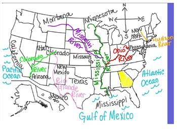 United States Map With Rivers Labeled