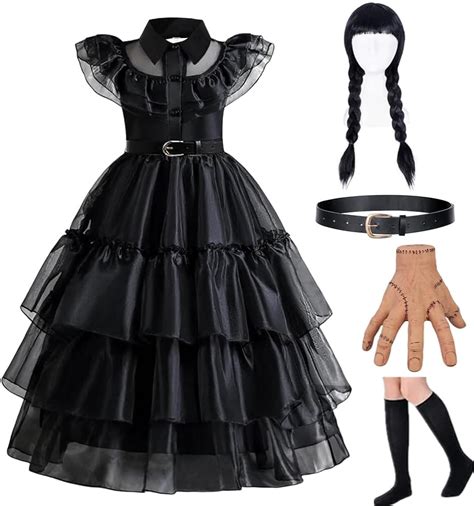 GUUZOGG Wednesday Addams Costume Dress for Girls, Kids Wednesday Addams ...