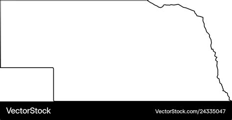 Nebraska state of usa - solid black outline map Vector Image