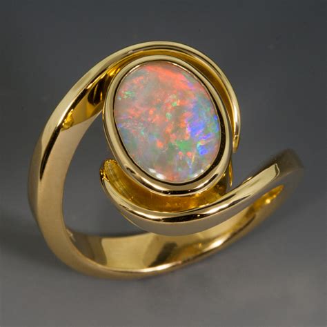 "Wrap Ring" Australian Crystal Opal, 18KY