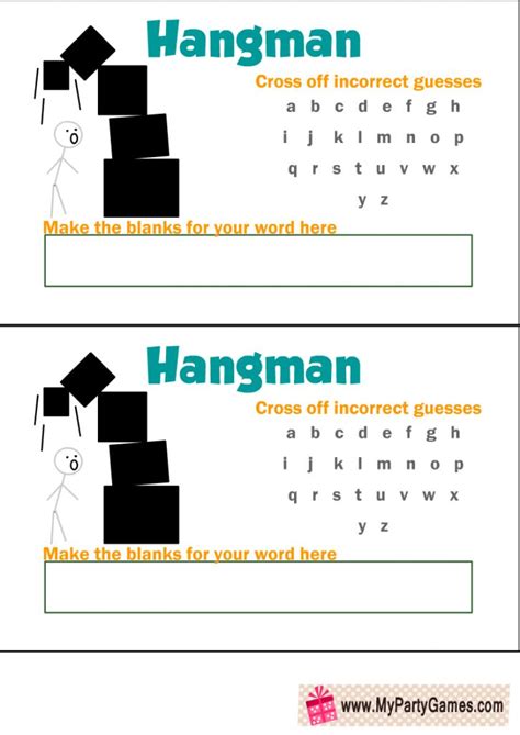 Free Printable Hangman Game Templates | Printable games for kids ...