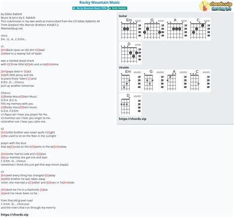 Chord: Rocky Mountain Music - tab, song lyric, sheet, guitar, ukulele ...