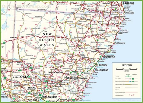 Nsw costa mapa - Mapa de nsw coast (Austrália)