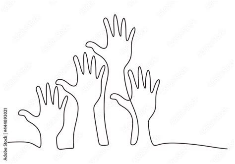 Continuous one single line drawing of human hands. A symbol of ...