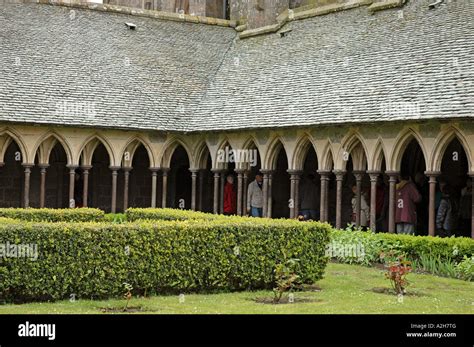 Mont Saint Michel, cloister, Manche, Normandy, France Stock Photo - Alamy