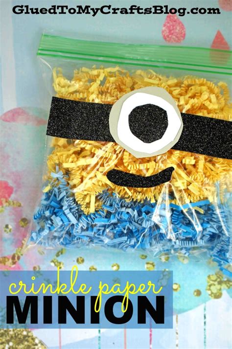 Crinkle Paper Minion - Kid Craft Idea - Glued To My Crafts