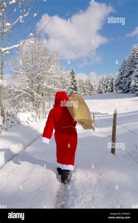 Santa Claus, Father Christmas in a beautiful winter landscape Stock ...