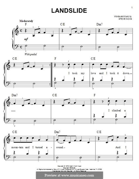 Landslide (Fleetwood Mac) by S. Nicks - sheet music on MusicaNeo