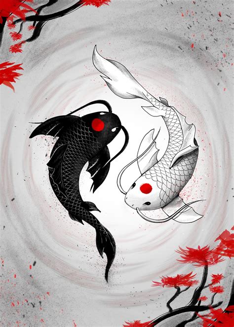 New Japanese koi fish art available on Displate, Teepublic, Society6 ...