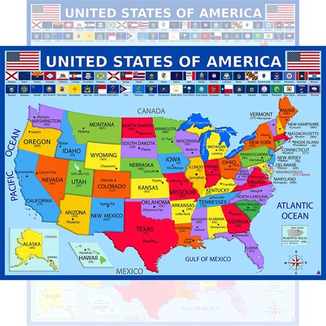 Buy United States with State s - Laminated 14x19.5 in. - Educational ...