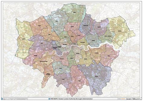 Greater London Authority Boroughs Wall Map