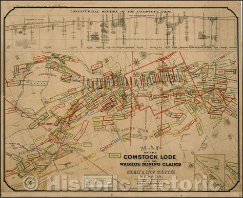 Map of the Comstock Lode and the Washoe Mining Claims in Storey & Lyon ...