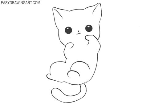 How to Draw a Kawaii Cat | Easy Drawing Art | Kawaii cat drawing, Kitty ...