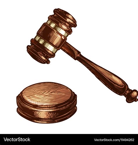 Wooden judges gavel isolated Royalty Free Vector Image