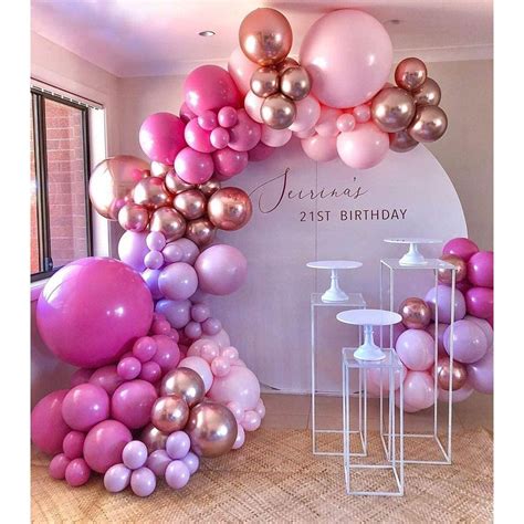 Hot Pink Balloon Garland Arch Kit, 140Pcs Pink Rose Gold Chrome ...