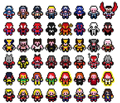 Pixel Marvel Hero Variants 1 by mudkat101 on DeviantArt