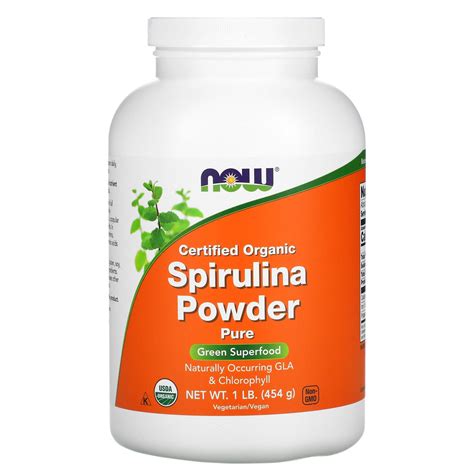 NOW Foods, Certified Organic Spirulina Powder, 1 lb (454 g)