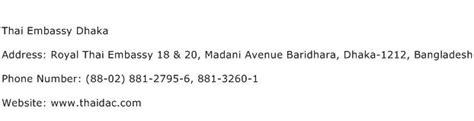 Thai Embassy Dhaka Address, Contact Number of Thai Embassy Dhaka