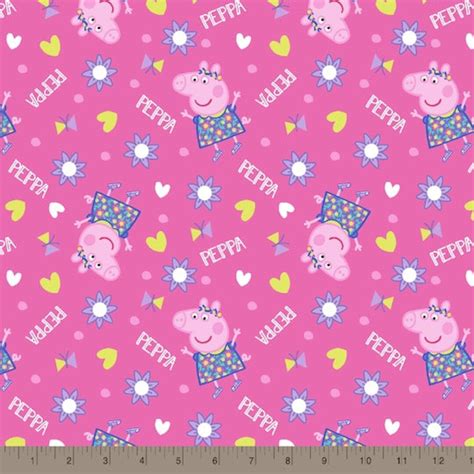 Peppa Pig Fabric by the Cut Cartoon Print 100% Cotton - Etsy